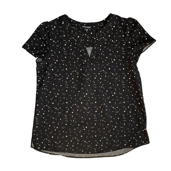 Hilary Radley Black White Print Blouse Small - Picture 1 of 4